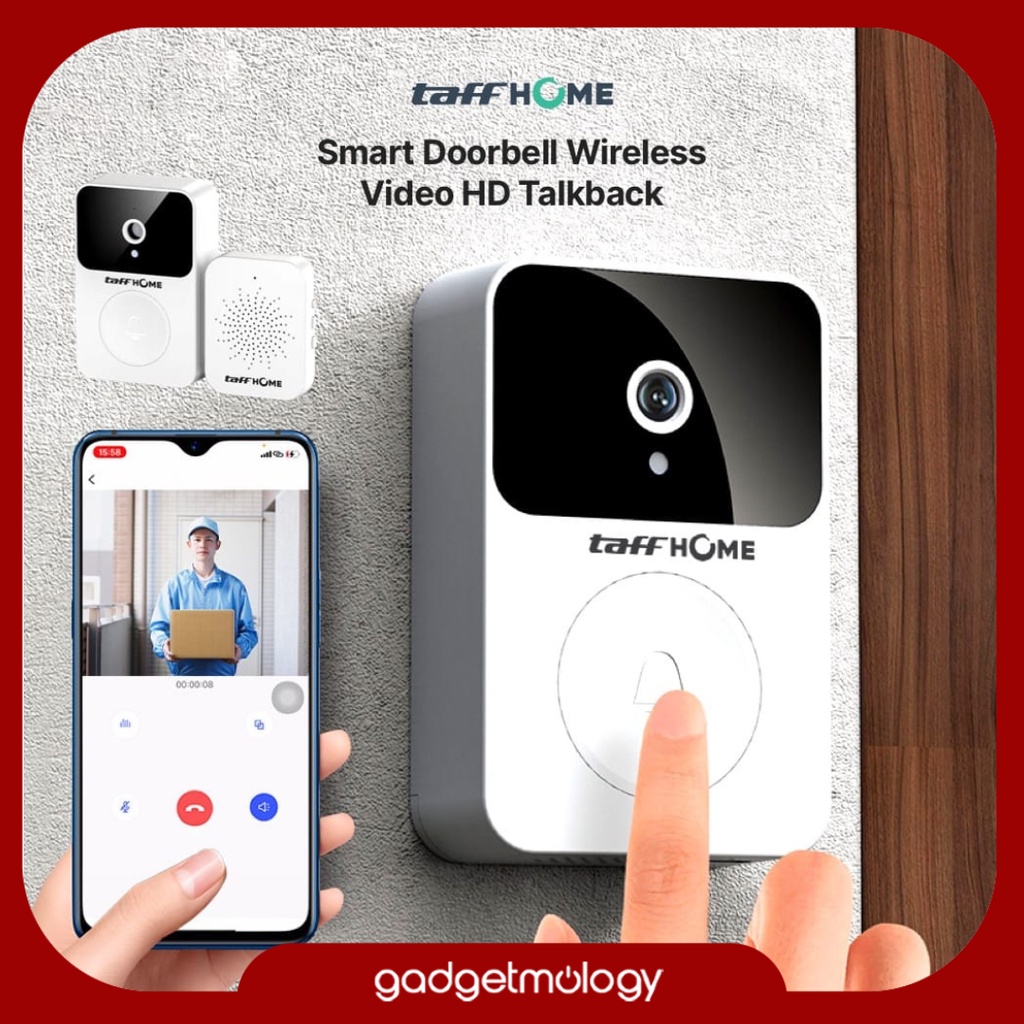 TAFFHOME X9 Smart Doorbell Wireless With Camera Video CCTV Kamera HD Talkback Bel Rumah Bell Kantor App Smartphone Original