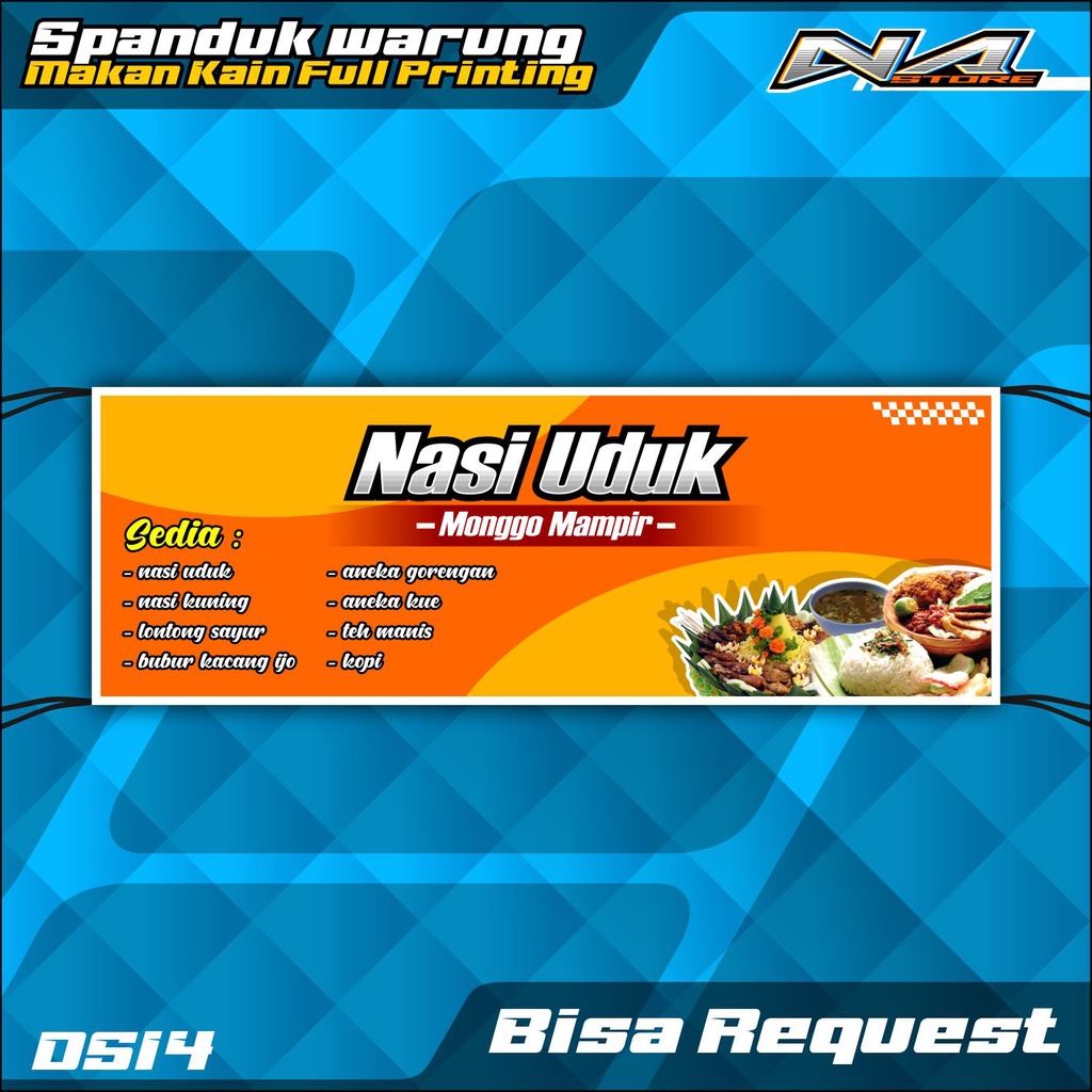 Spanduk Kain Peles Full Printing Warung Makan NASI UDUK Custom HARGA PER CM