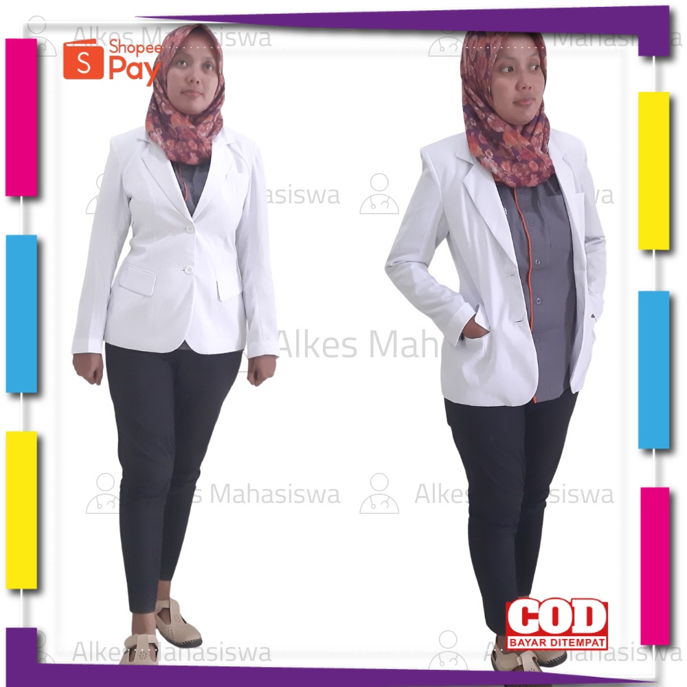 PREMIUM KOREAN STYLE / Jas Dokter Wanita Lengan Panjang Dua Saudara