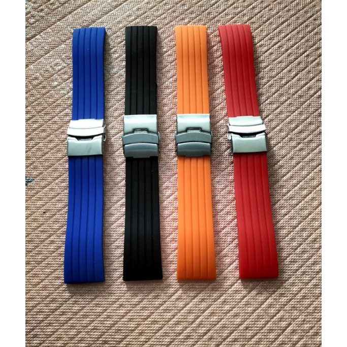 Tali Strap Rubber Silicone Clasp Folding Smartwatch Seiko Rolex Model Garis Strip