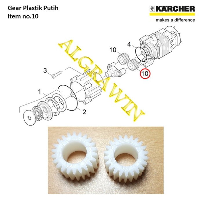 Karcher Gear Plastik Putih PLANET WHEEL for K1 K2 Spare Part