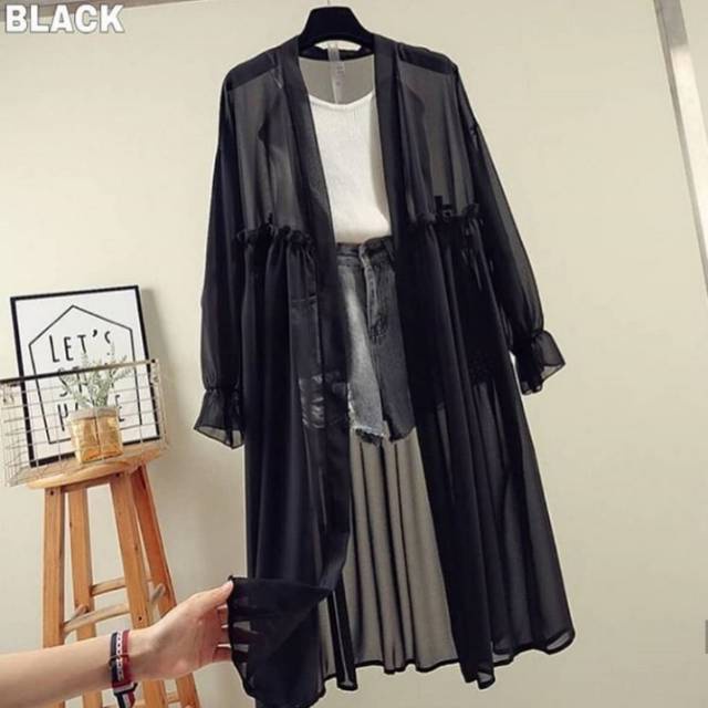 Weijia Fashion Baju Cardigan Panjang Wanita /  DELAYA LONG Ceruty / Cardi Cewek / Outer Wanita Casua