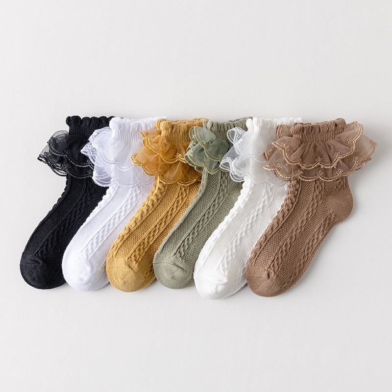 DC - Kaos kaki renda premium kaos kaki renda pendek untuk anak perempuan gaya korea feminim kaos kak