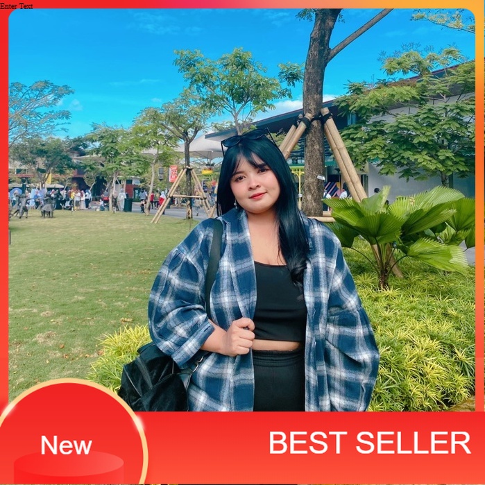 Char-la.id Jun Shirt  / Atasan Wanita Jumbo / Kemeja Flanel Jumbo - CHA0895/distro biru pink oren