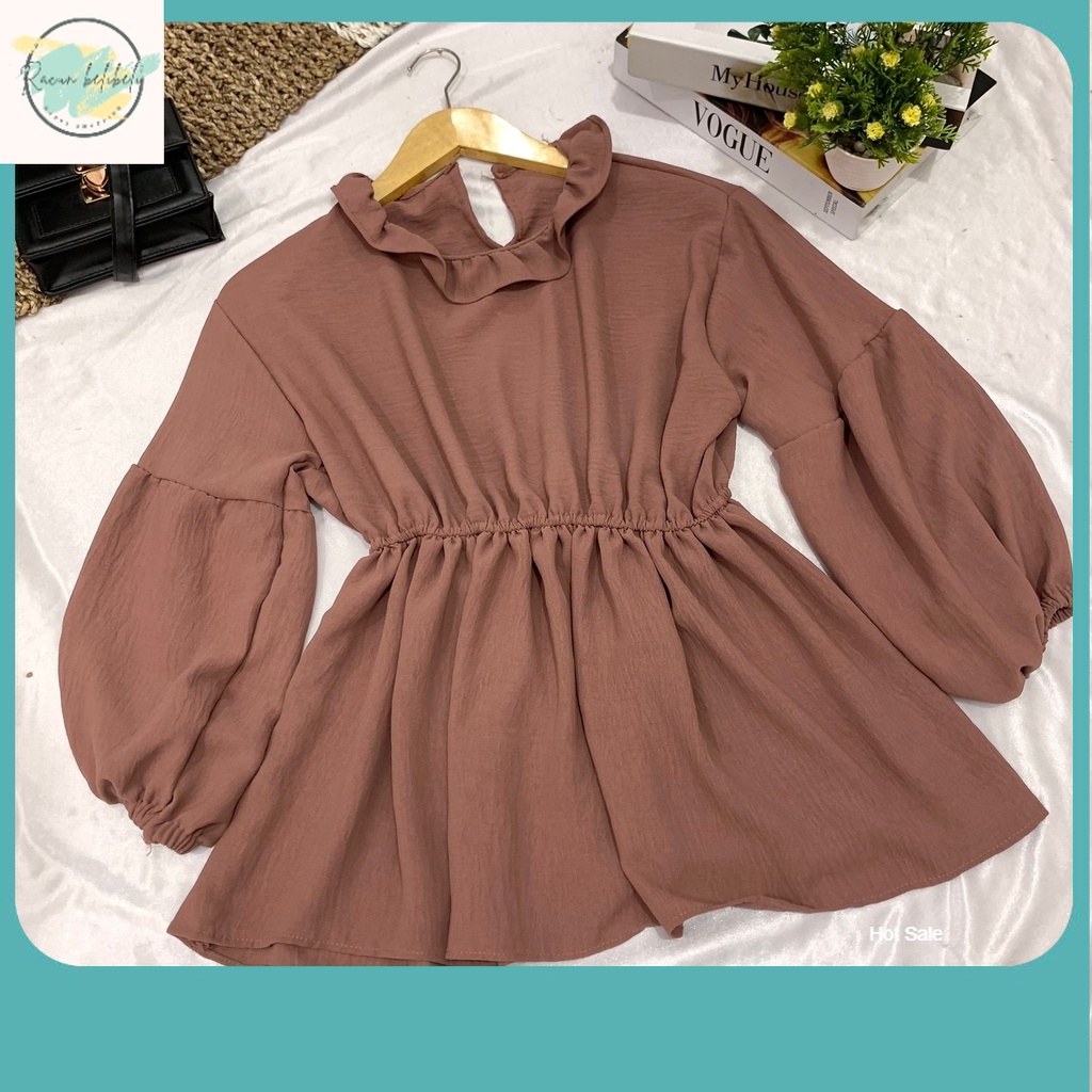 BLOUSE WANITA TERBARU / grosir_solo || SITA BLOUSE KERUT PINGGANG / PEPLUM BLOUSE KERUT POLOS / ATAS