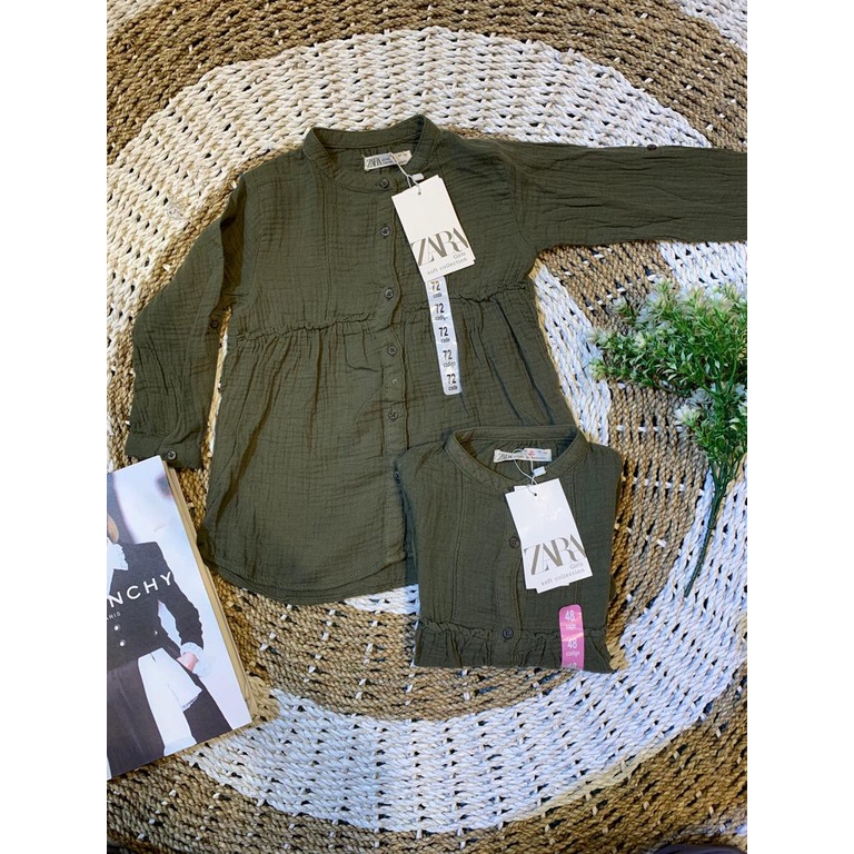 DRESS KATUN HIJAU ZARA - BRAND ORIGINAL - DRESS ANAK ZARA - MEDAN FACTORY OUTLET