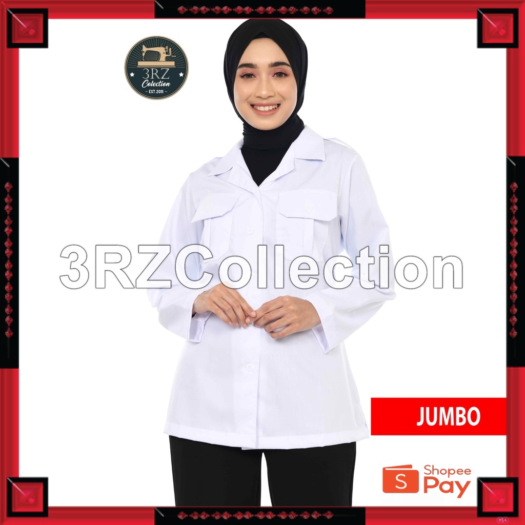 12.12 SERAGAM SALE / Jumbo Size Baju Dinas Putih Wanita Seragam PNS Jumbo Wanita Baju Putih Dinas Pe