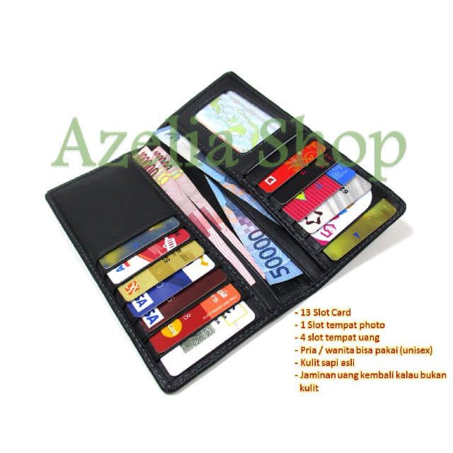dompet kulit panjang pria/wanita hitam polos asli garut