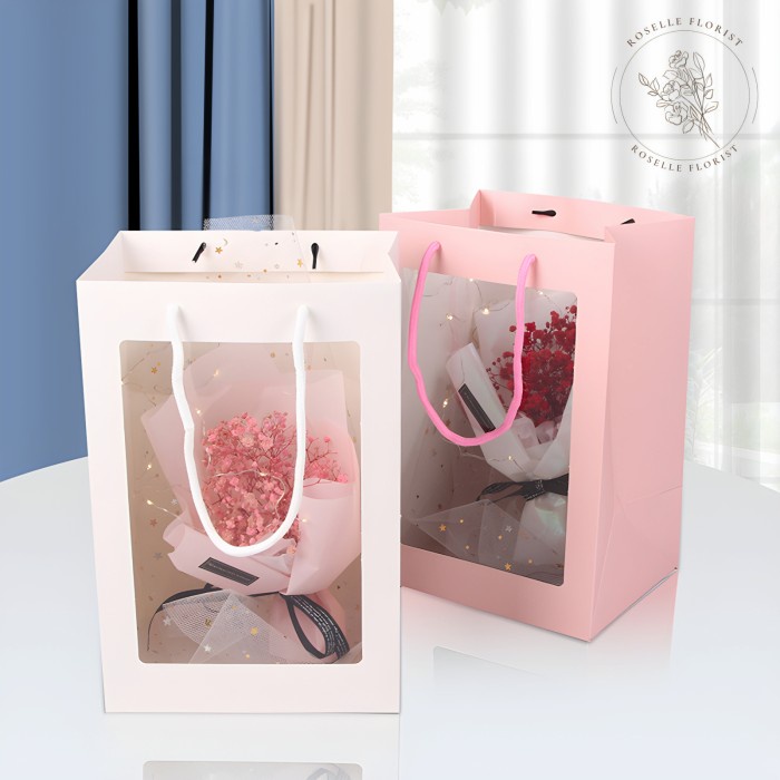 

Korean Portable Flower Buket Transparan Flower Box Kotak Bunga Flower