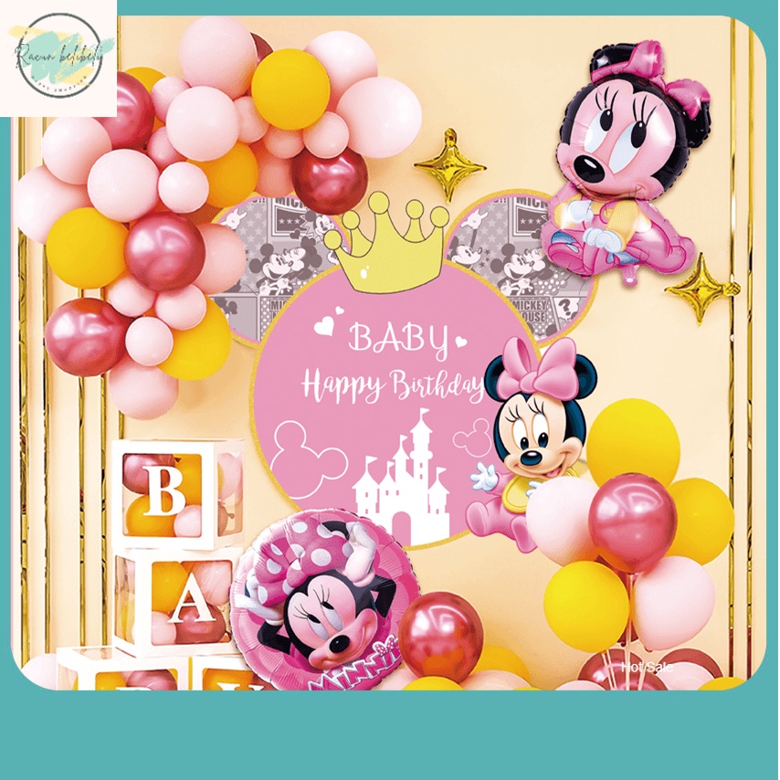 Paket Balon Ulang Tahun Mickey Mouse / Dekorasi Set Minnie / Dekorasi Latar Belakang Ulang Tahun Ana