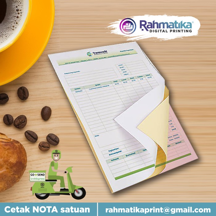 

Cetak Nota / Bon / Kwitansi Satuan A4/F4 3ply Full Color
