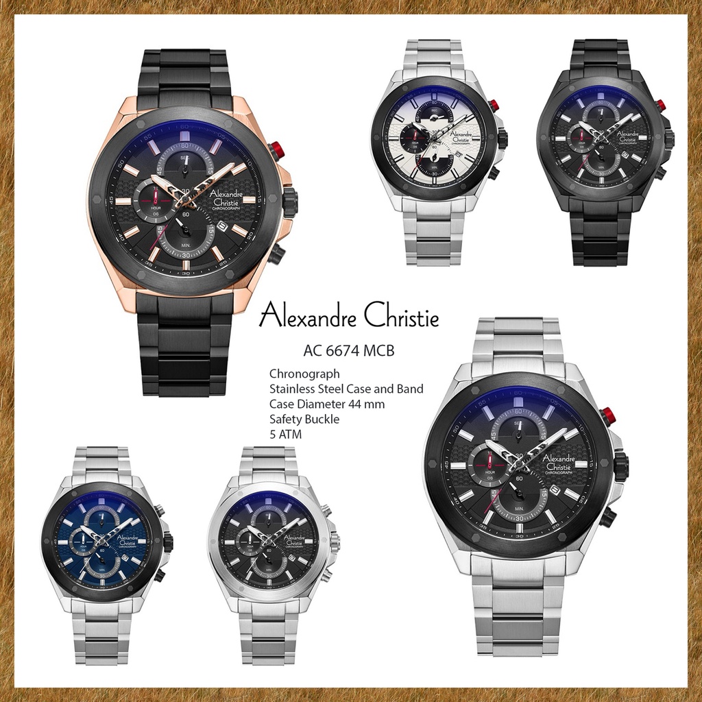 ALEXANDRE CHRISTIE AC 6674 / AC6674 JAM TANGAN RANTAI PRIA ORIGINAL GARANSI RESMI