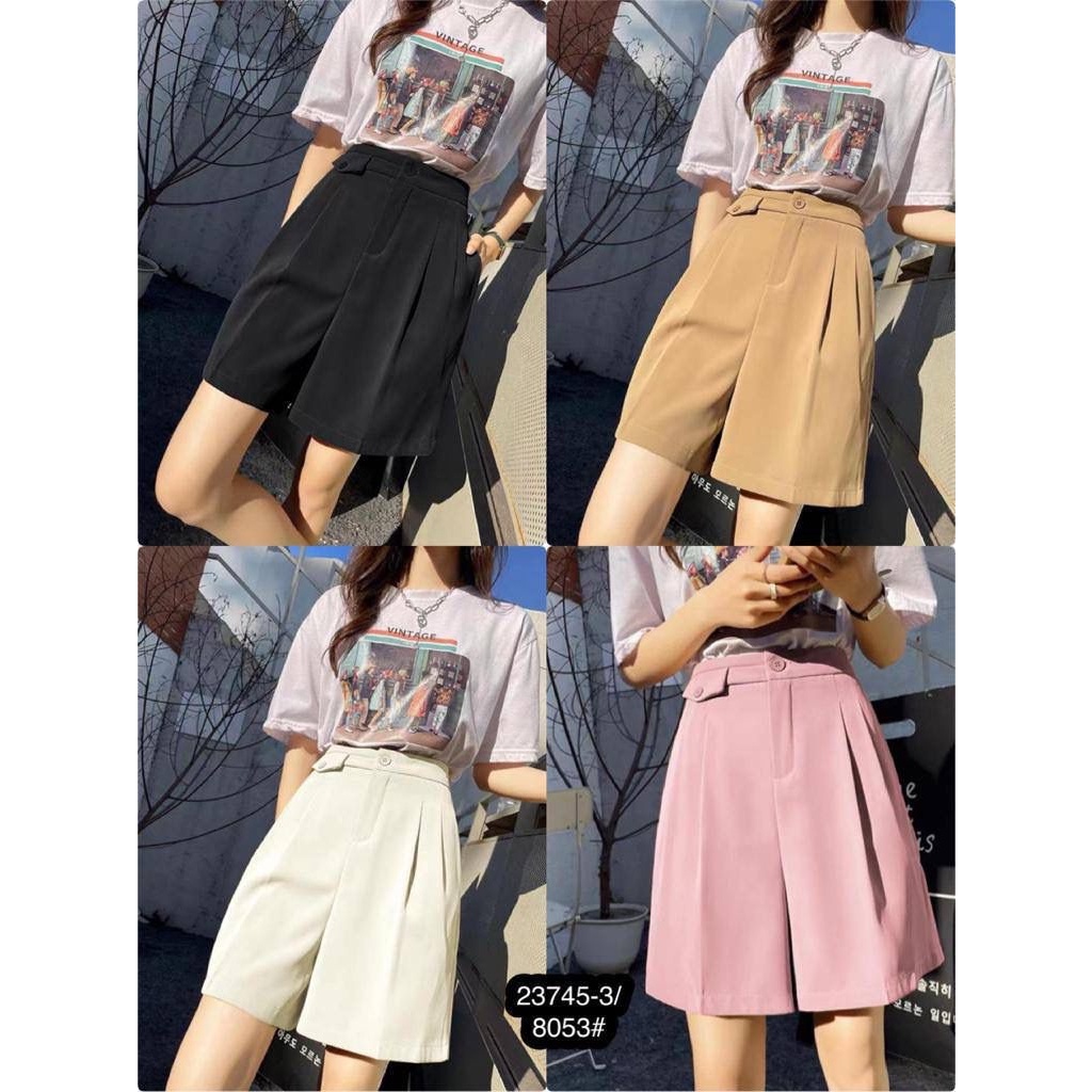 14048 CELANA 3/4 SANTAI BASIC CASUAL YU JING XING PREMIUM WANITA CELANA PENDEK SETENGAH TIANG BASIC 