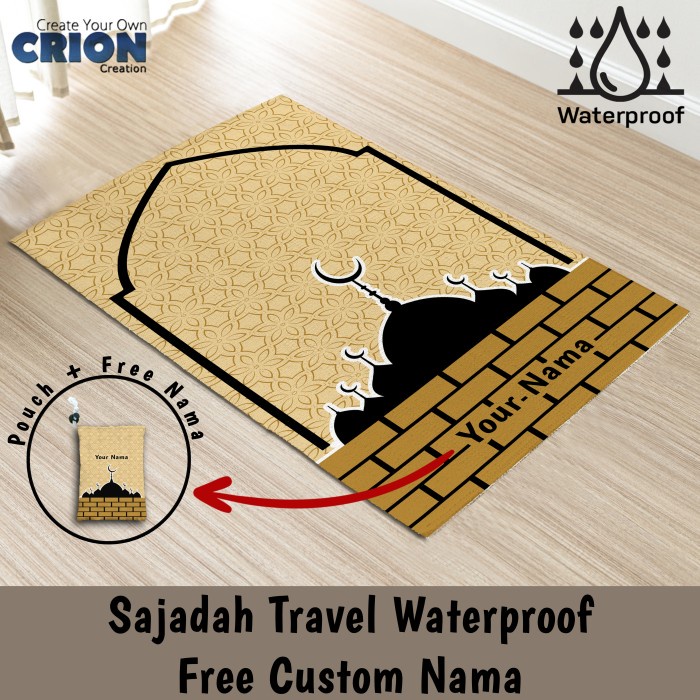 Sajadah Travel Waterproof Dewasa / Bisa Custom Nama - By Crion - 1, Hanya Sajadah