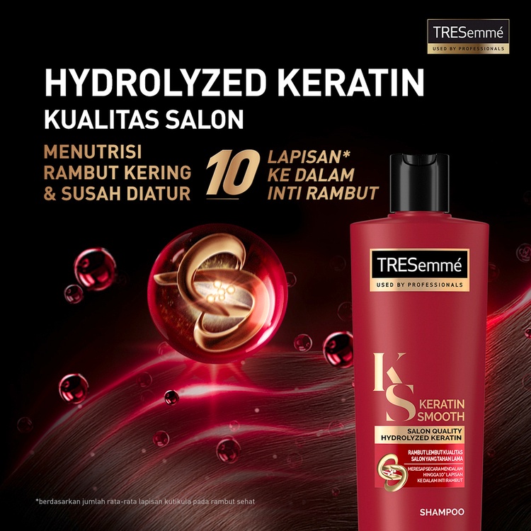 TRESEMME SHAMPOO KERATIN SMOOTH Rambut Lembut 48 Jam* with Hydrolyzed Keratin 670ML x2-4