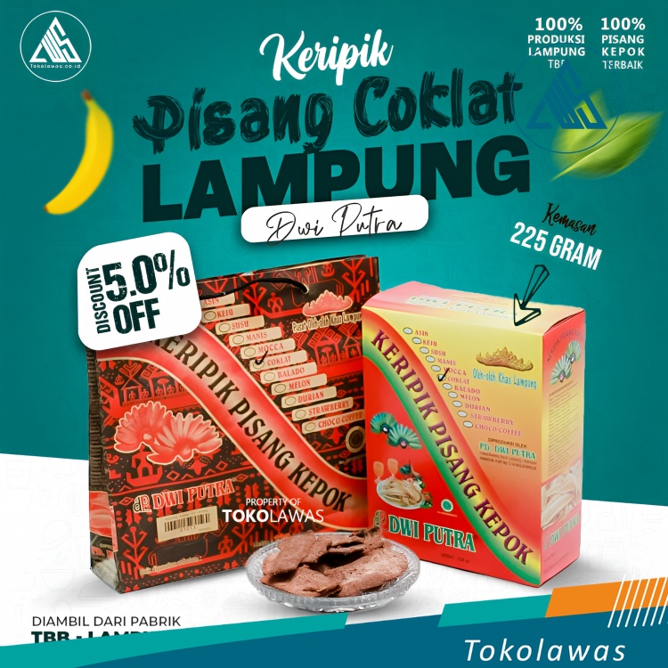 

Keripik pisang coklat asli khas lampung dwi putra aneka rasa 225 gr