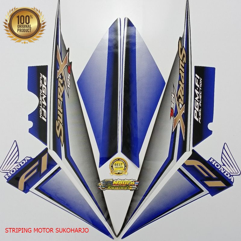(ORI) Striping honda supra x 125 r 2009 2010 pgm fi  biru kualitas original