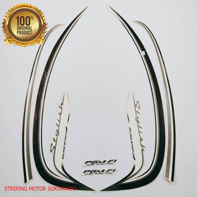 (ORI) striping honda scoopy stylish 2016 idling stop    cream kualitas original