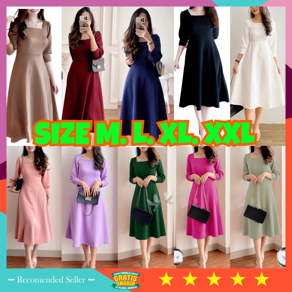 DRESS CASUAL NATAL PESTA KONDANGAN WANITA CANTIK MURAH / DRESS SCUBA IMPORT PREMIUM / DRES VINTAGE P