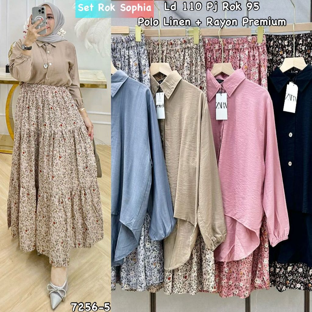 [jejehastore] sophia set rok top linen rok rayon premium