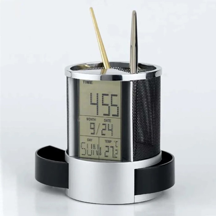 

Kotak Pensil Tempat Pena LCD Kalender Elektonik Alarm Multifungsi