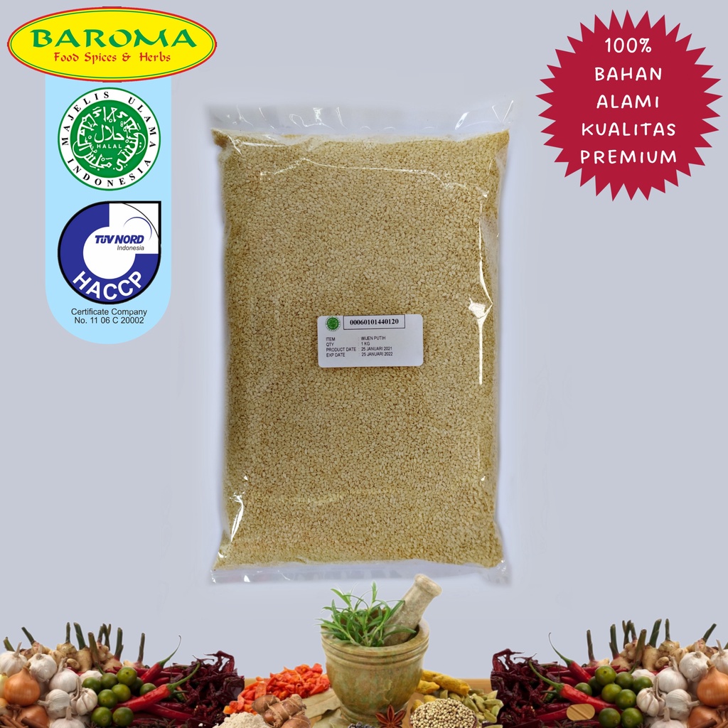 

WIJEN PUTIH / SESAME SEEDS KEMASAN 1 KG KUALITAS PREMIUM 100% ASLI