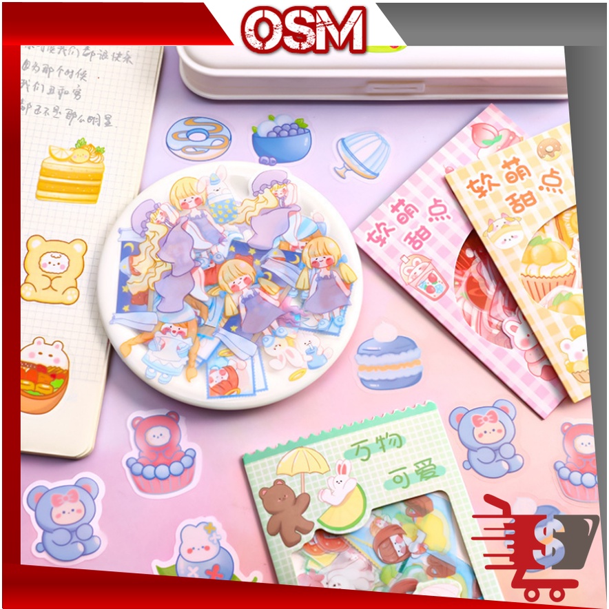 

OSM - 6056 Stiker Lucu Mini Set / Stiker Set Isi 45 PCS / Soft Cute Sticker Pack / Sticker DIY Catatan Motif Kartun