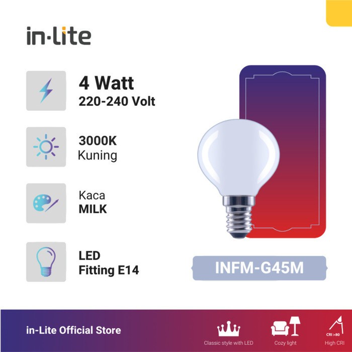 In-Lite Lampu Bohlam Filament G45 Milk INFM-G45M-4W-E14