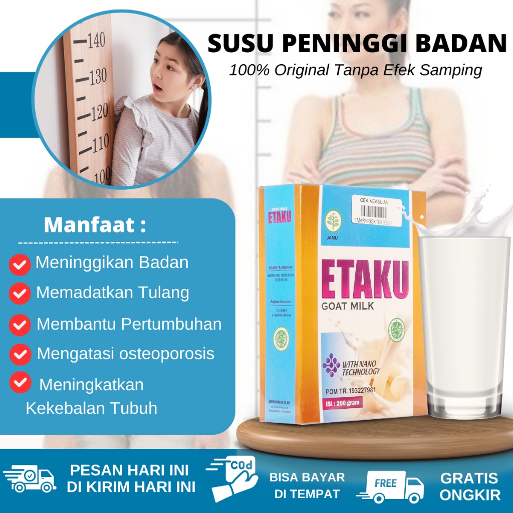 

Susu Peninggi Badan Anak Dewasa Remaja, Susu Kambing Etaku Tingkatkan Kepadatan & Kesehatan Tulang Sendi, Penambah Tinggi Badan Suplemen Penambah Tinggi Badan Vitamin Penambah Tinggi Badan, Calsium Peninggi Badan Alami Etaku Goat Milk Susu Kambing Etawa(G