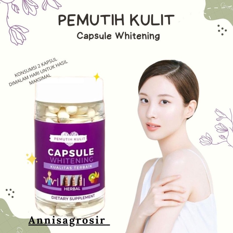 KAPSUL WHITENING PEMUTIH BADAN ISI 60 CAPSULE BOTOL UNGU by.bhc