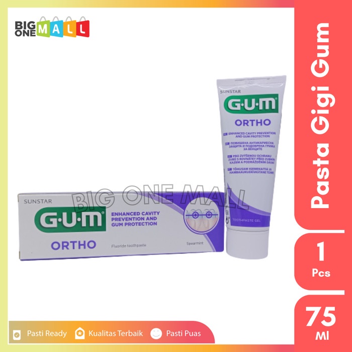 GUM Ortho Toothpaste 75ml, Pasta Gigi Khusus Behel, Odol Gum ORIGINAL