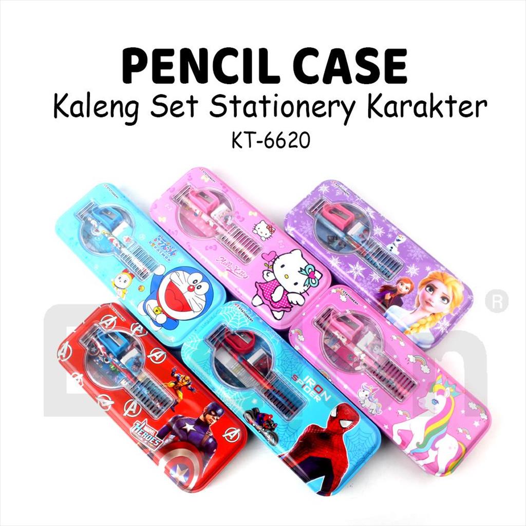 

[ES.JKT] Kotak Pensil Kaleng Stationary Set KT-6620 / Tempat Pensil Karakter KT-6620