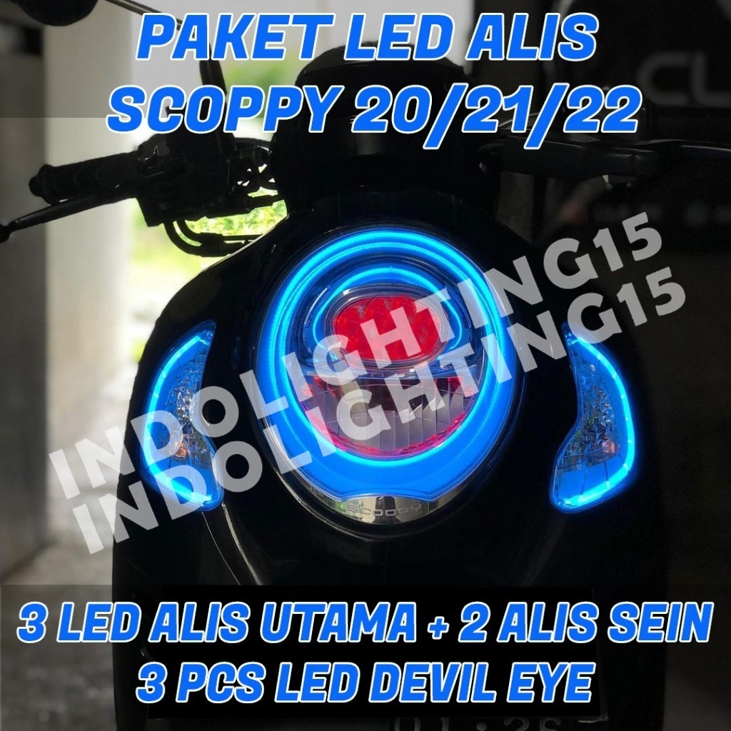 LAMPU DRL ALIS ALL NEW SCOOPY BONUS DEVIL EYE NON BINTIK LAMPU LED ALIS GRADE A NON BINTIK LAMPU ALI