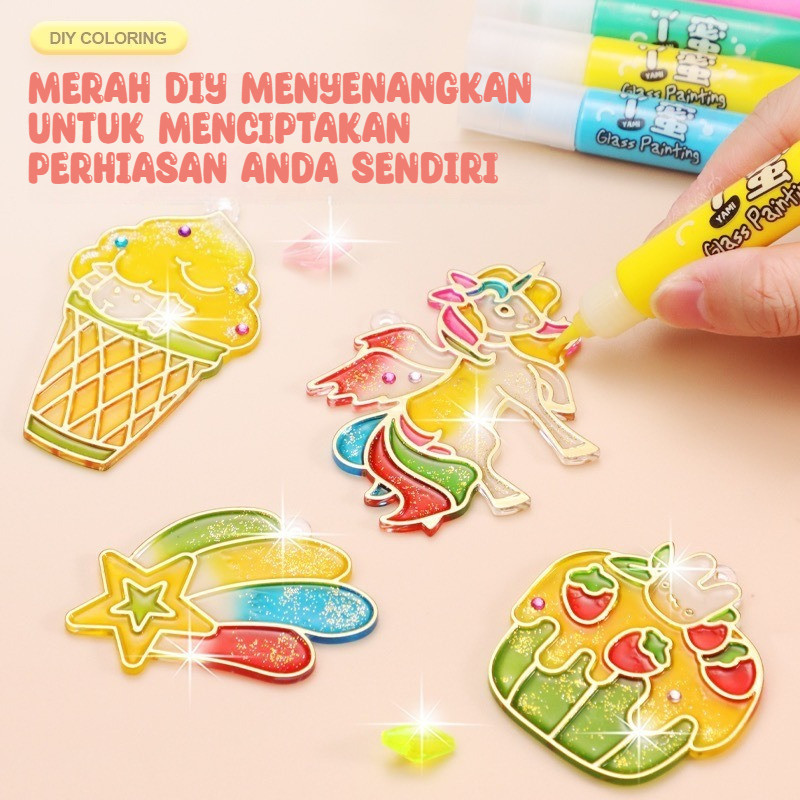 

COD Diy Dyed Keychain Accessories Crystal Pendant Studio Diy Painting Glass