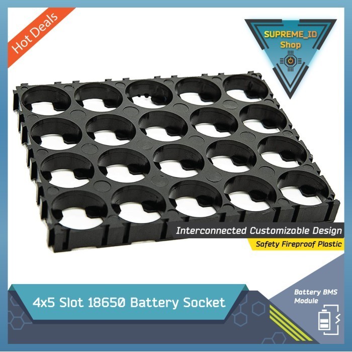 4x5 slot 18650 Battery Socket Bracket Holder Spacer Tempat Baterai