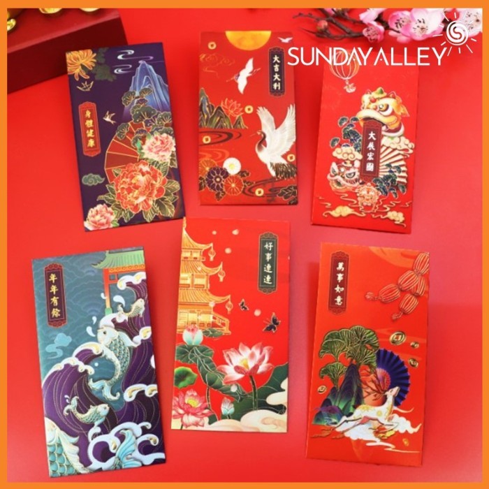 

[12 PCS] Angpao Panjang Hongbao Imlek Premium Warna Warni Unik - A