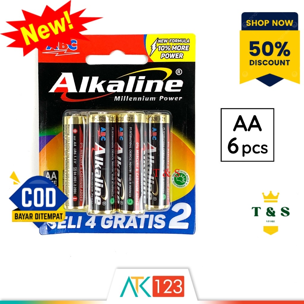 Baterai Alkaline AA / A2 isi 6 (4+2) Buah / Battery ABC Alkaline LR6/AA/A2 4B+2B