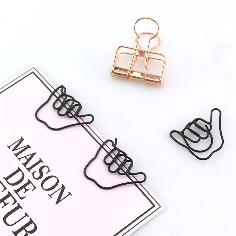 

TUTU 20pcs hand Shape black Clips Kawaii Bookmark Memo Clip cute paper clips School Office Supplies escolar H0183