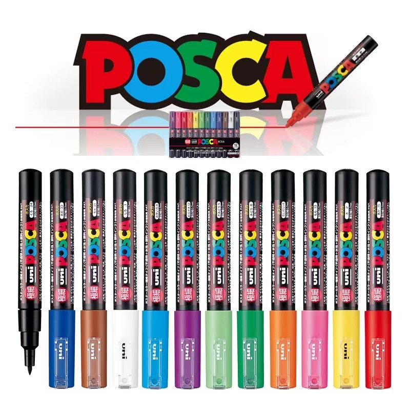 

1pcs UNI Marker Pen POSCA PC-1M POP Poster Water-based Advertising/Graffiti Mark Pen 0.7 Nid Character Bright and Colorful