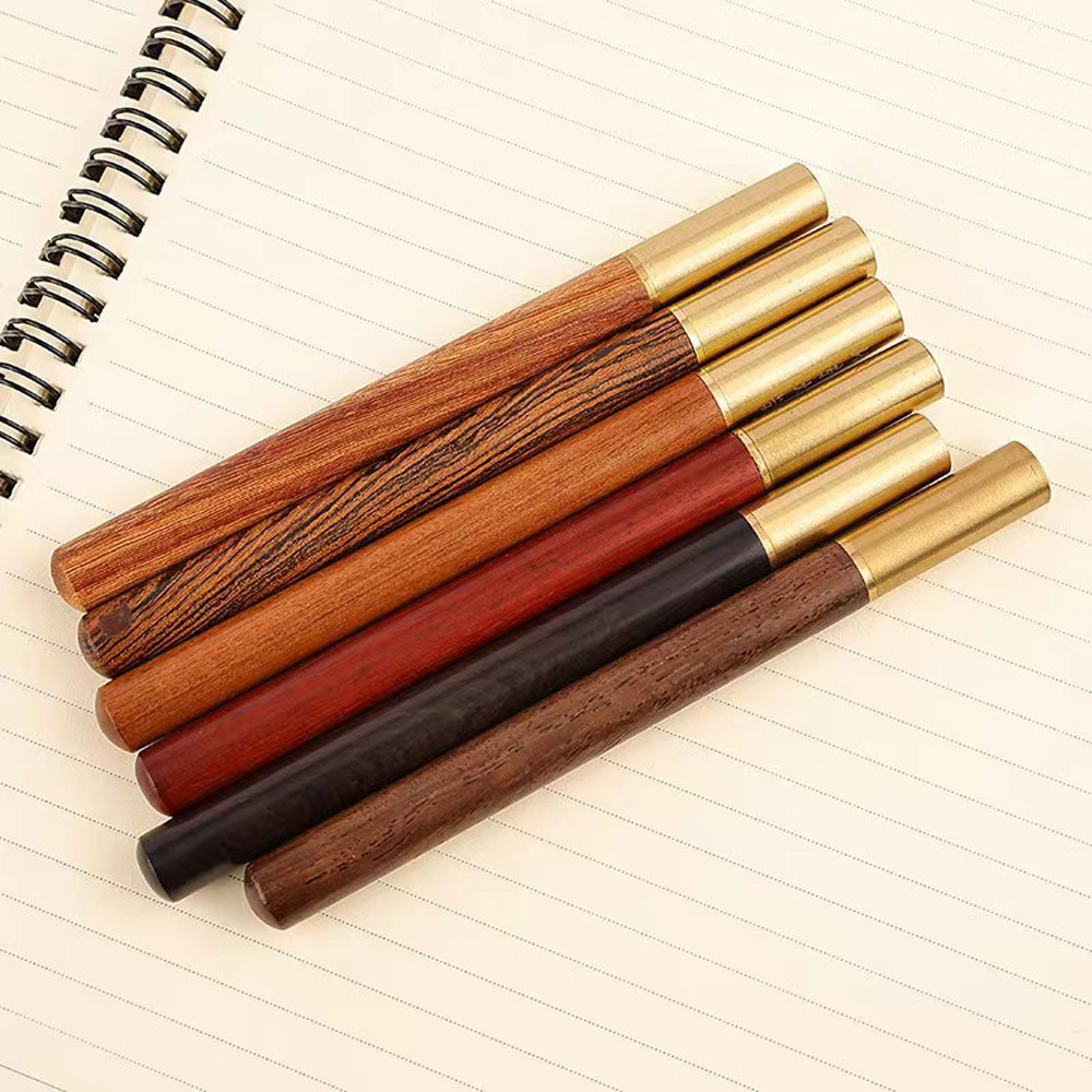 

Vintage Wood Body Ballpoint Pen Brass Ball Roller Pen Metal Cap Ball Pen Stationery School Business Gifts Supplies Drop Shipping