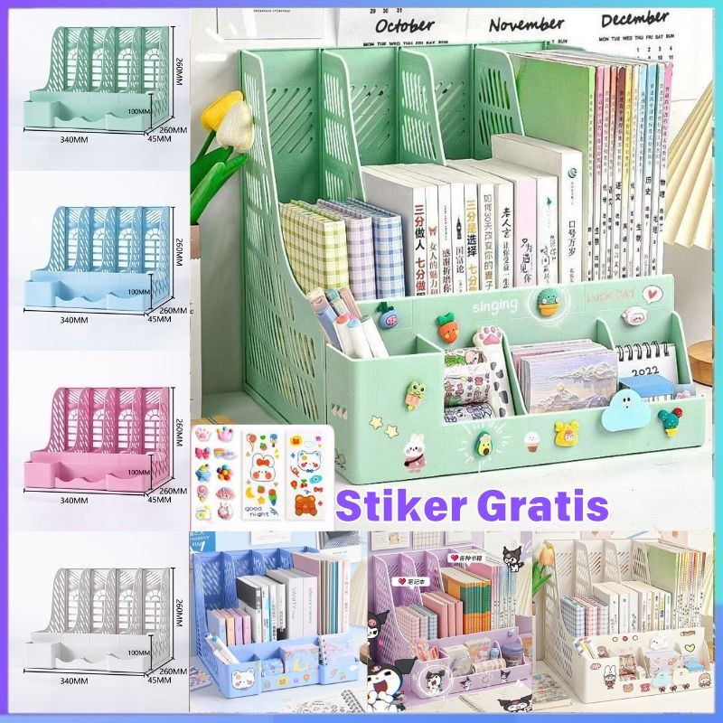 

[COD] Desktop organizer Rak Buku Rak Penyimpanan file organizer Box File Rak pena Organizer File