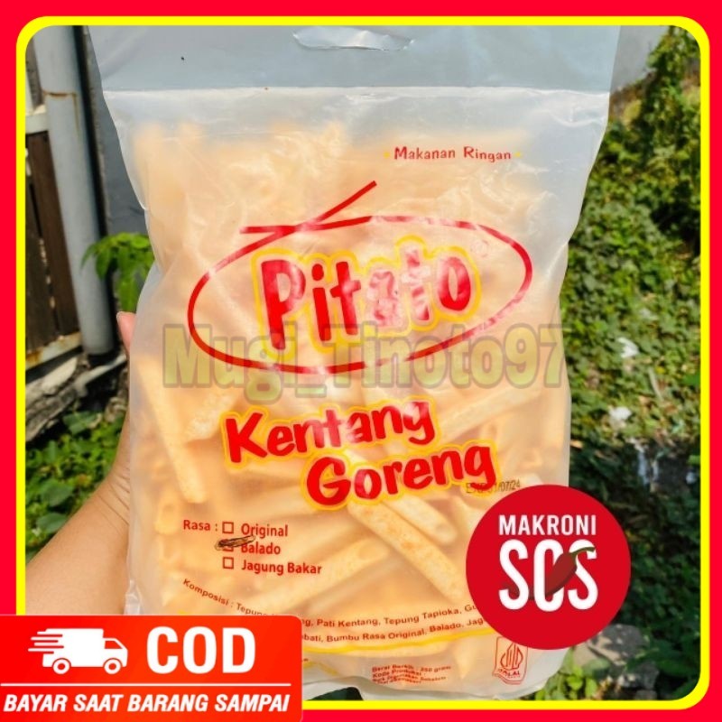 

Makaroni SOS - Pitato Snack Kentang Goreng Balado Pedas Kemasan 250Gr