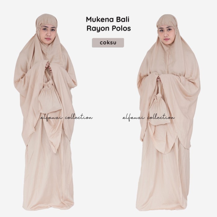 mukena Laris dewasa terbaru Bali polos - Coklat Susu