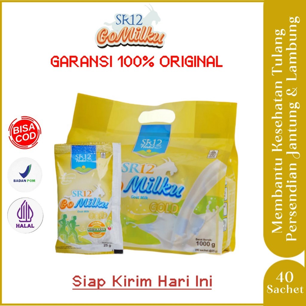 

Gomilku Gold Pack SR12 Original Susu Kambing Bantu Kesehatan Tulang Persendian Pernapasan Pencernaan