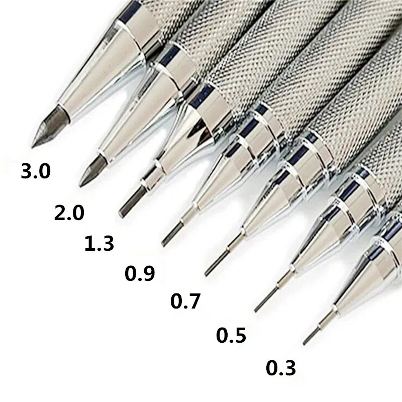 

0.3 0.5 0.7 0.9 1.3 2.0 3.0mm Metal Set of Refill Eraser Mechanical Pencil Art Drawing Painting Sketch Painting School Student