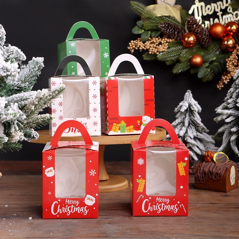 

KaromahID Box Cupcake Muffin isi 1 Open Windows Dengan Tray tema Natal - Gift box tema Christmas