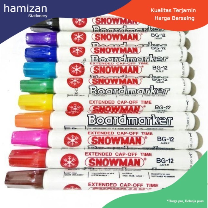 

Snowman Spidol Whiteboard BG12 / Papan Tulis Marker Warna Warni Murah - Kuning