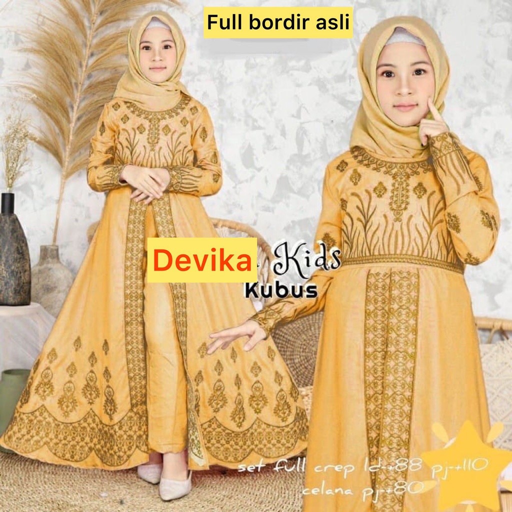 JK15JT Baju Gamis Anak Perempuan ( DIJAMIN FOTO ASLI ) Set Gamis Anak Model India Full Bordir Asli B