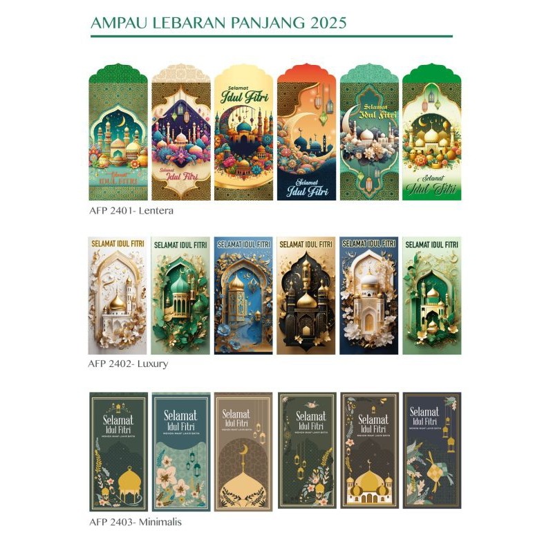

5 pak Angpao / Amplop Lebaran Idul Fitri Panjang isi 6lembar
