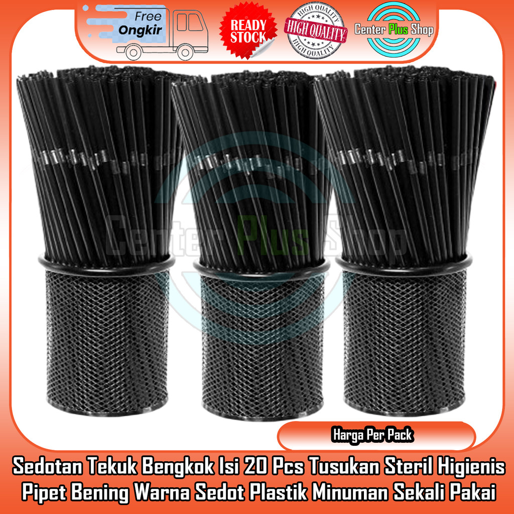 Sedotan Tekuk Bengkok Steril Higienis Bening Warna Sedot Plastik Pipet Pelastik Minuman Isi 20 Pcs P